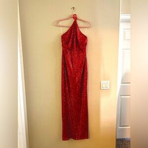 Fashion Nova Red Sequin Maxi Dress